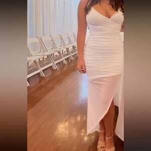 White mesh long dress